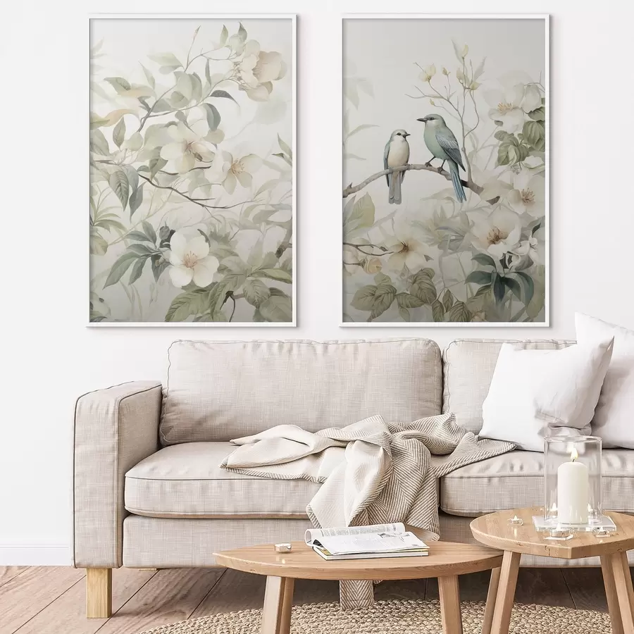murales de pared Dos pájaros en las ramas d01071