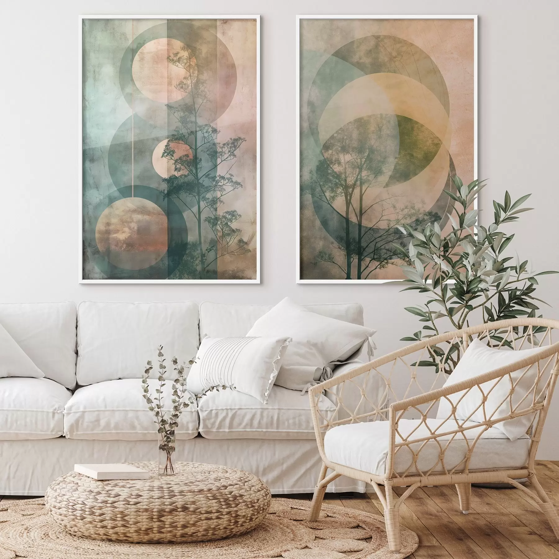 murales de pared Círculos y hojas d01145