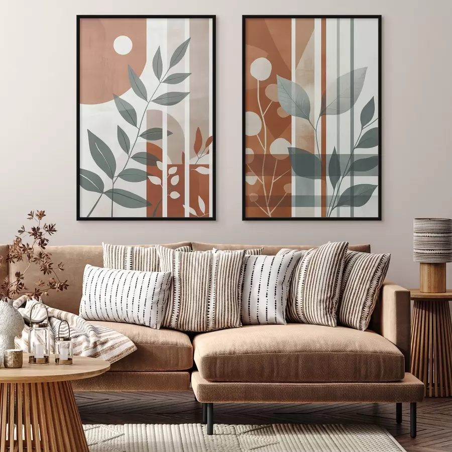 murales de pared Abstracción con ramas de hojas d01074