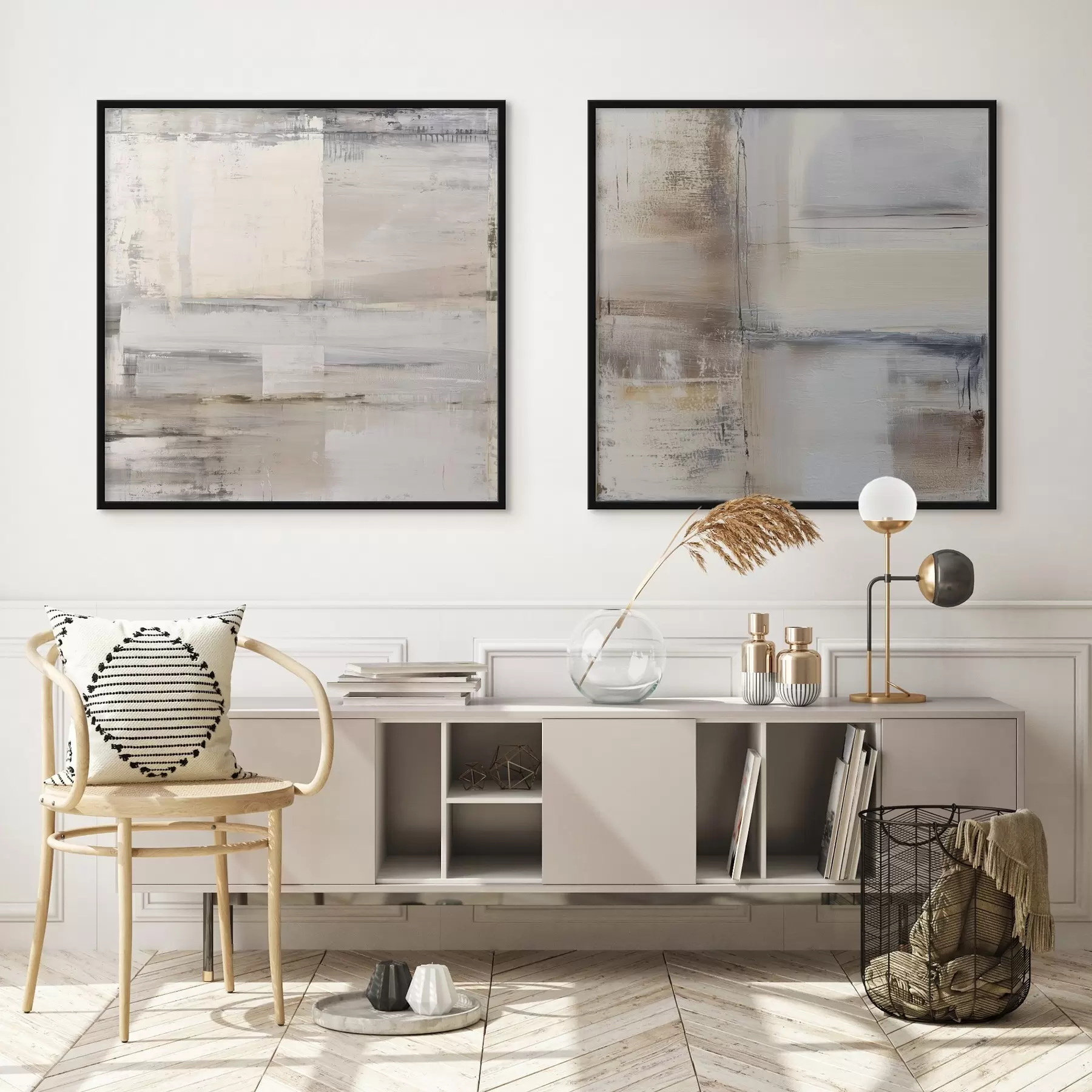 murales de pared abstracción contemporánea en tonos apagados d01171