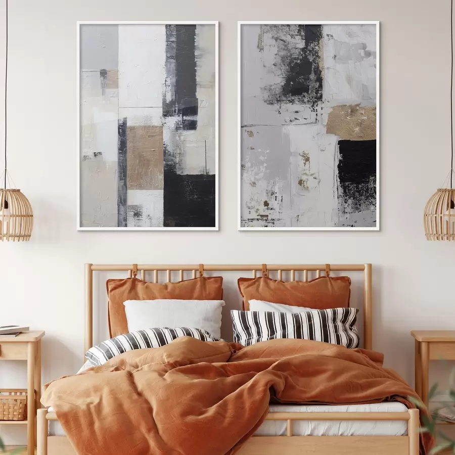 murales de pared abstracción contemporánea en colores contrastantes d01176