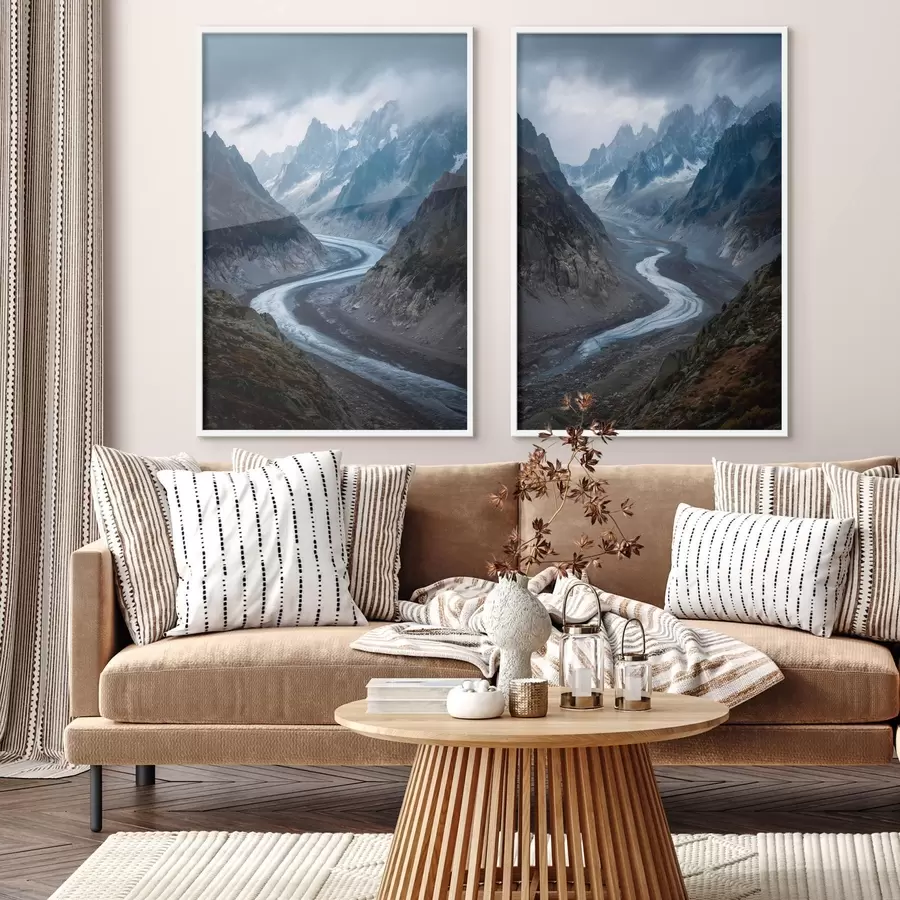 murales de pared paisaje montañoso con nubes d01180