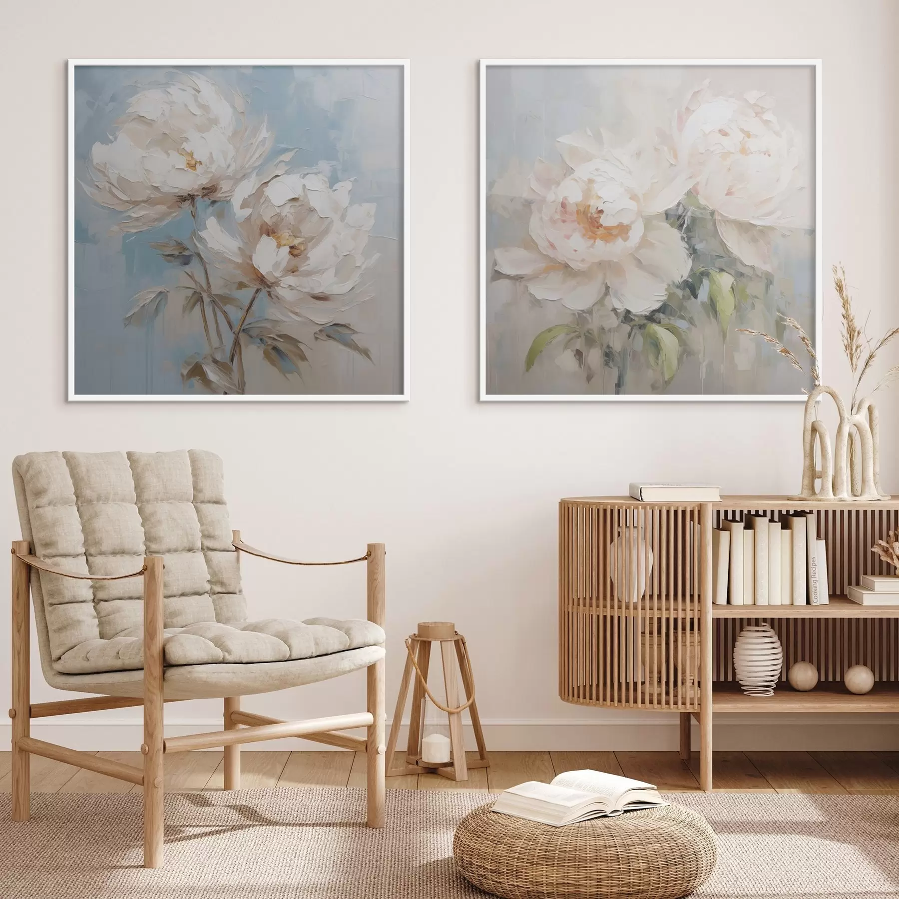 murales de pared Pintura imitación peonías d00665