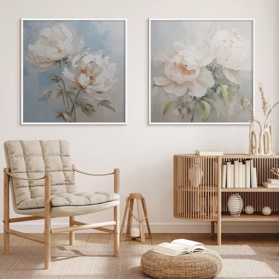 murales de pared Pintura imitación peonías d00665