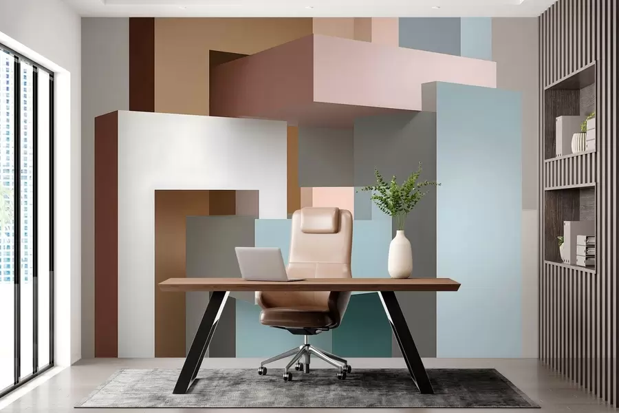 murales de pared geometría abstracta en estilo 3D w05065