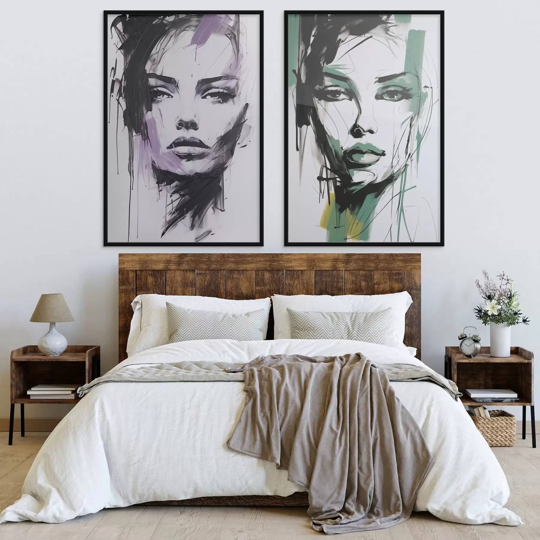 murales de pared Retrato femenino abstracto d01226