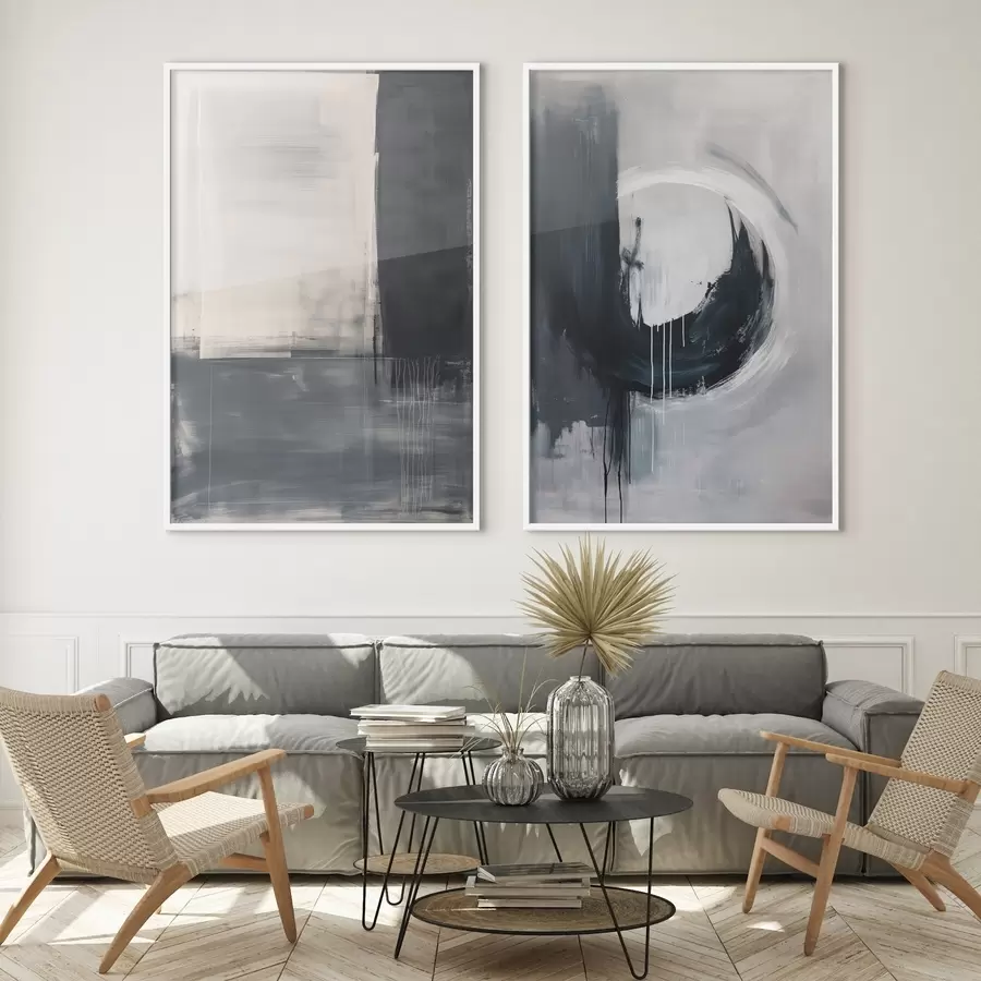 murales de pared Composición abstracta en tonos blanco y negro d01217