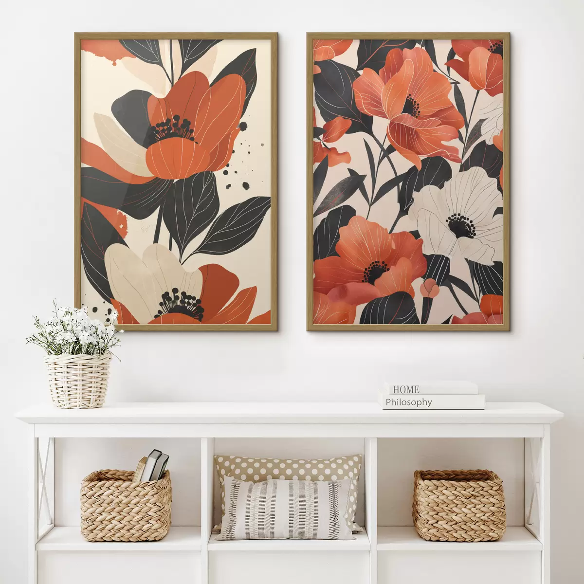 Poster Composición floral en tonos cálidos d01228