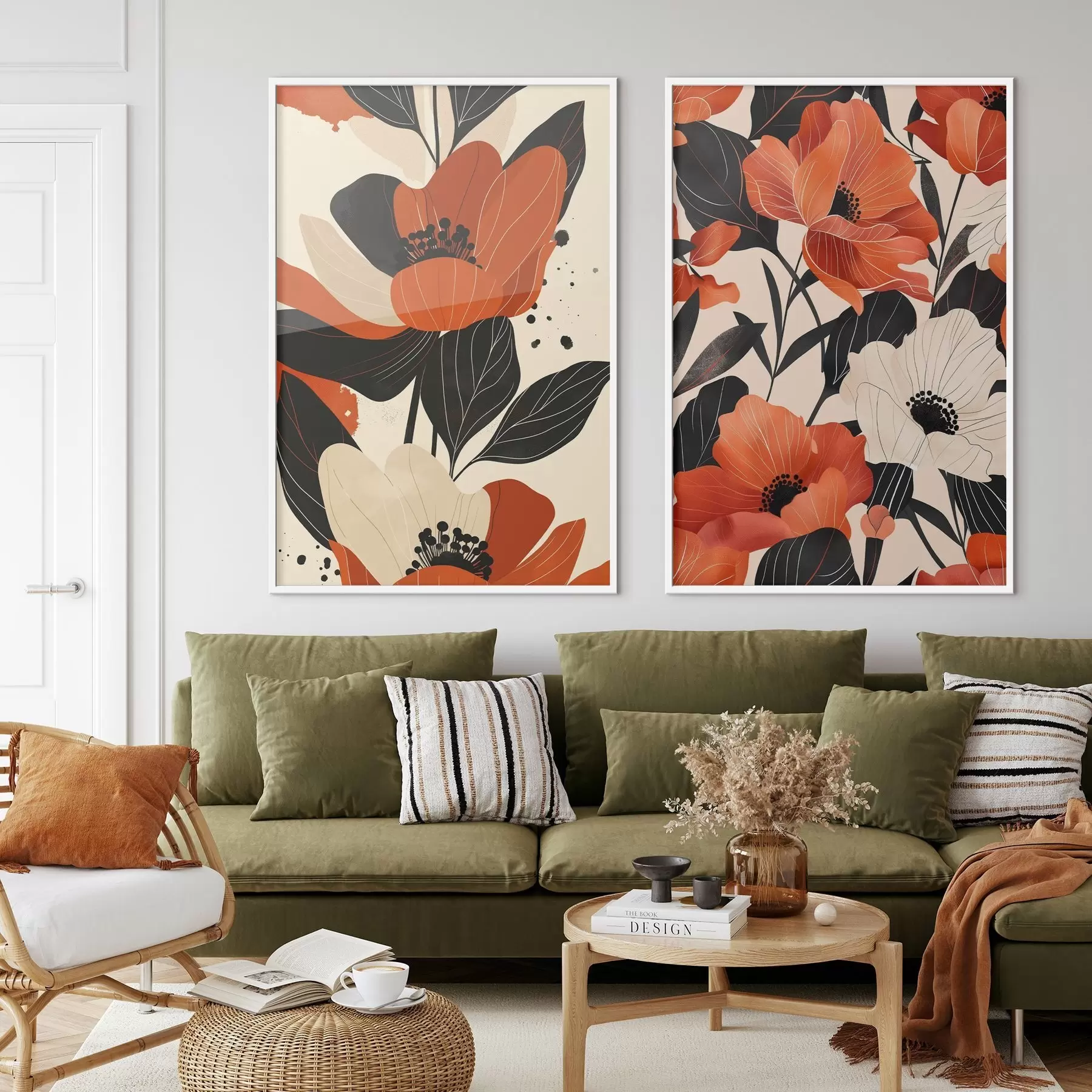 murales de pared Composición floral en tonos cálidos d01228