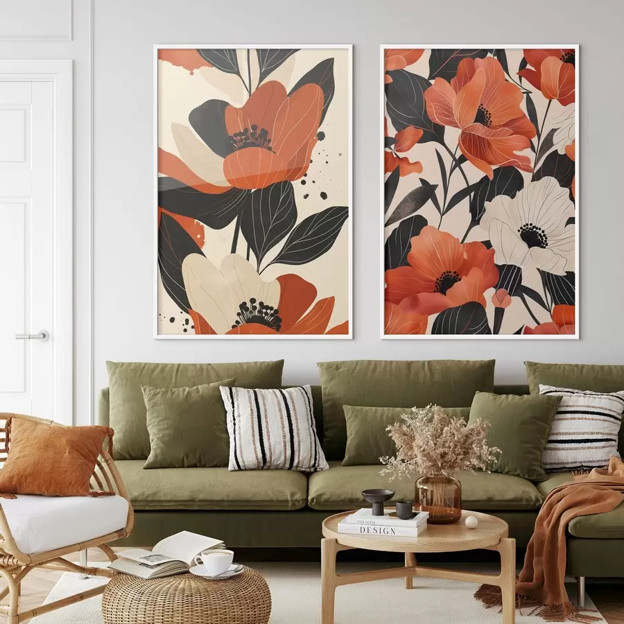 murales de pared Composición floral en tonos cálidos d01228