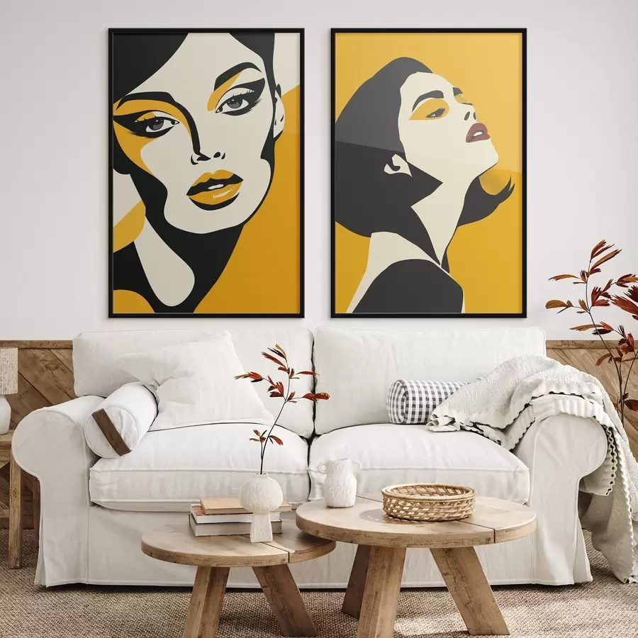 murales de pared Retrato femenino en tonos amarillos d01229