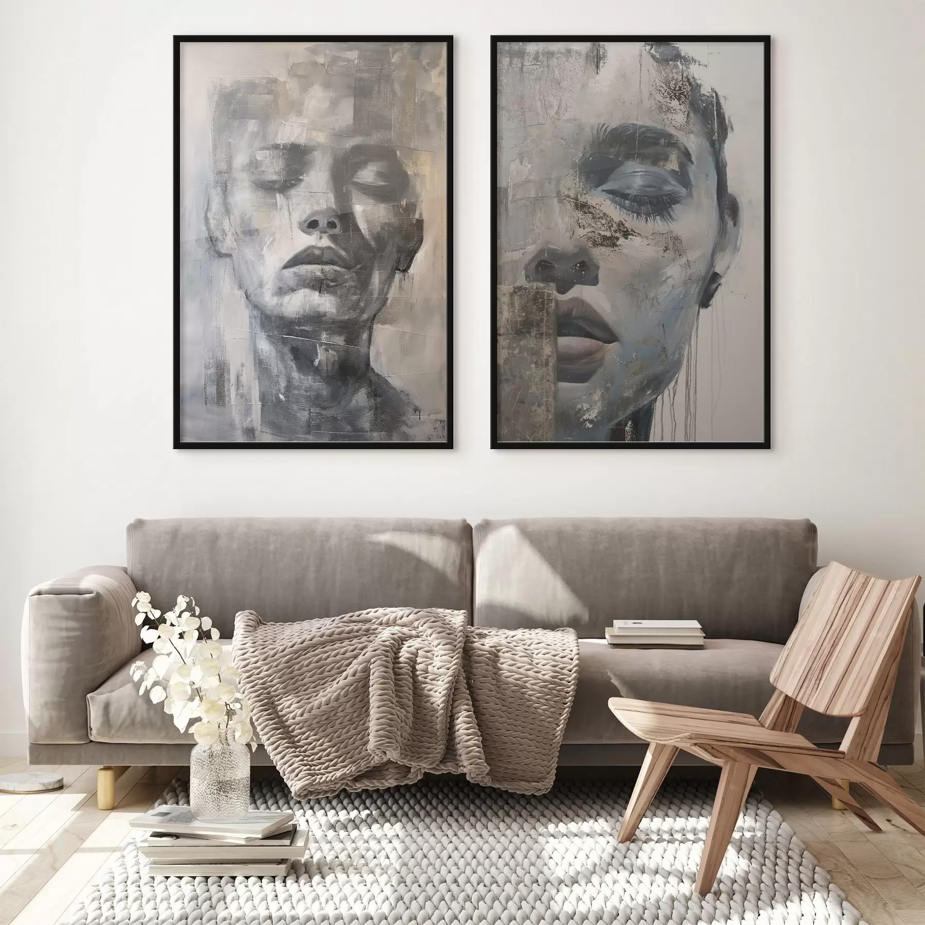 murales de pared Retrato femenino abstracto contemporáneo d01232