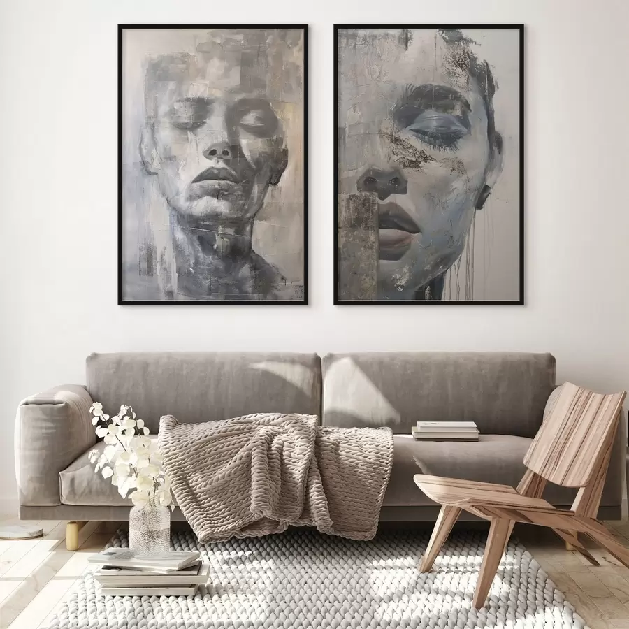 murales de pared Retrato femenino abstracto contemporáneo d01232