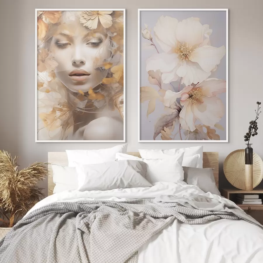 murales de pared Niña y flores delicadas d01251