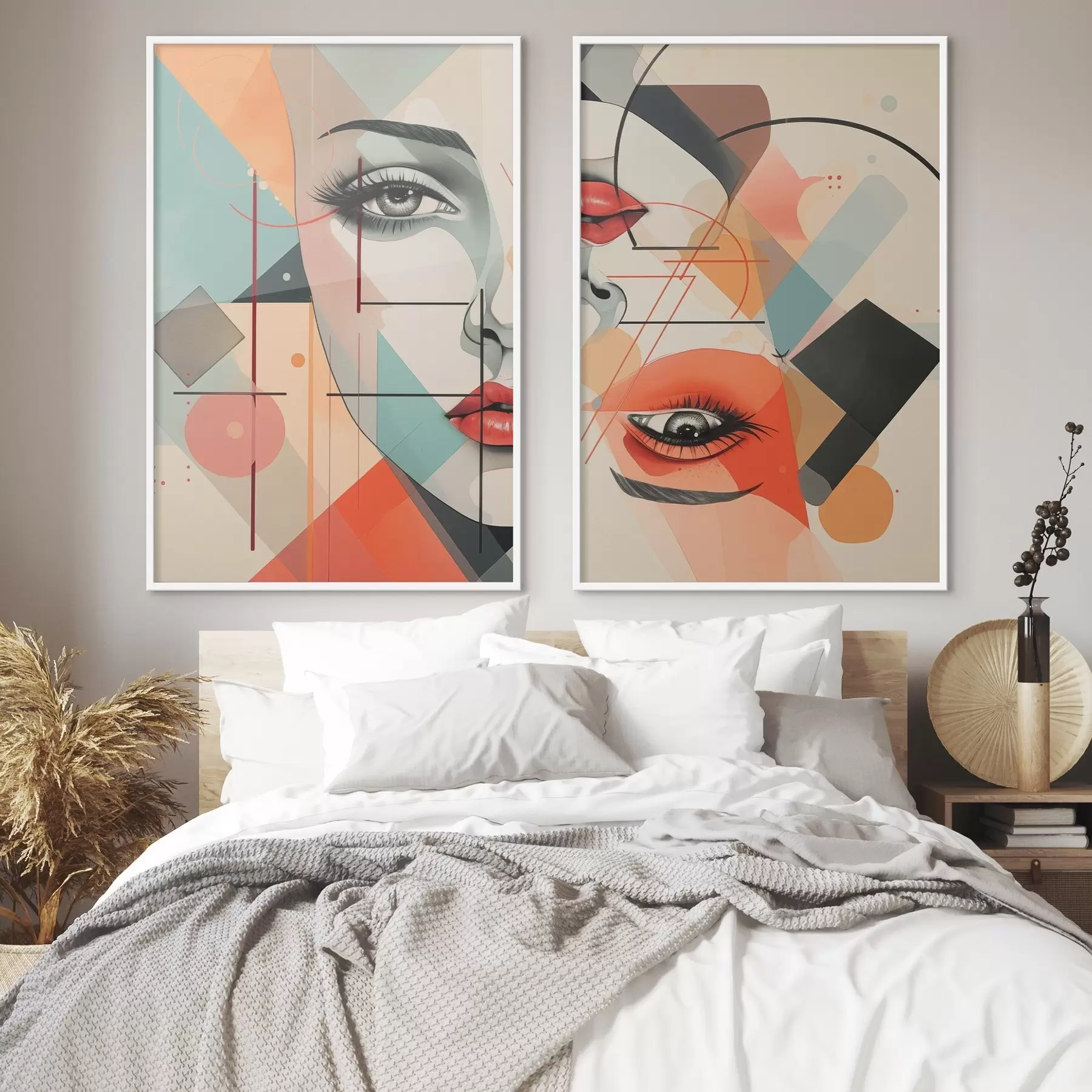 murales de pared Rostro y formas geométricas d01253