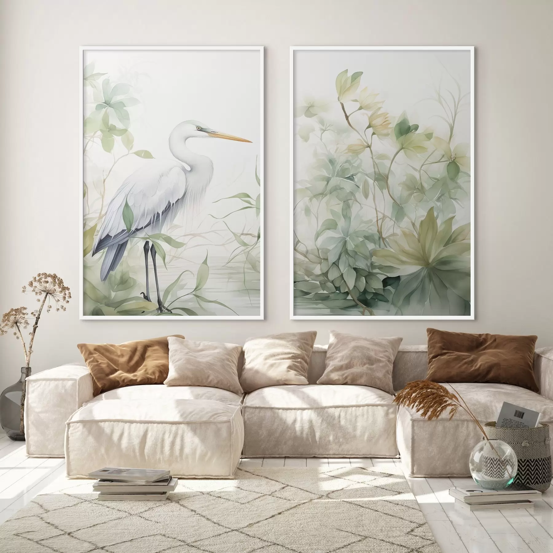 murales de pared Cigüeña entre las plantas d01256