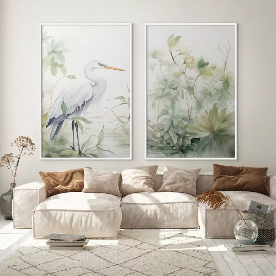 murales de pared Cigüeña entre las plantas d01256