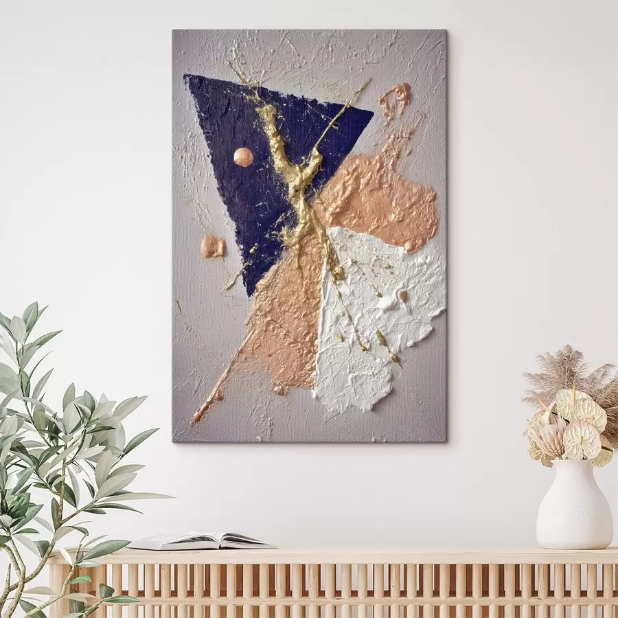 murales de pared Composición abstracta con un triángulo azul oscuro y pinceladas en relieve al estilo de la pintura al óleo. s46953