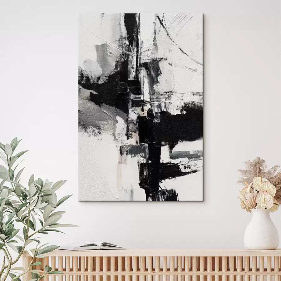 murales de pared Ilustración texturizada con pinceladas contrastantes en negro y gris al estilo de la pintura al óleo. s47091