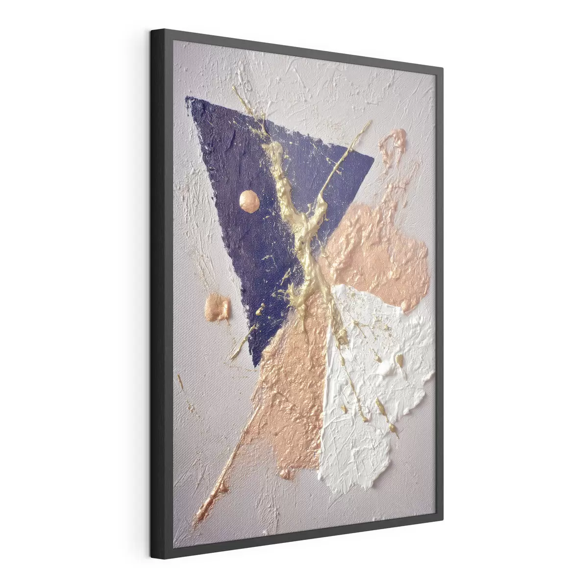 Poster Composición abstracta con un triángulo azul oscuro y pinceladas en relieve al estilo de la pintura al óleo. f46953