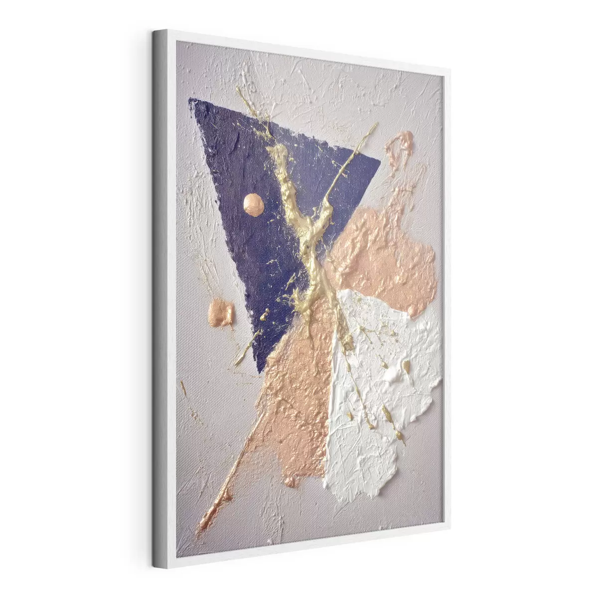 Poster Composición abstracta con un triángulo azul oscuro y pinceladas en relieve al estilo de la pintura al óleo. f46953