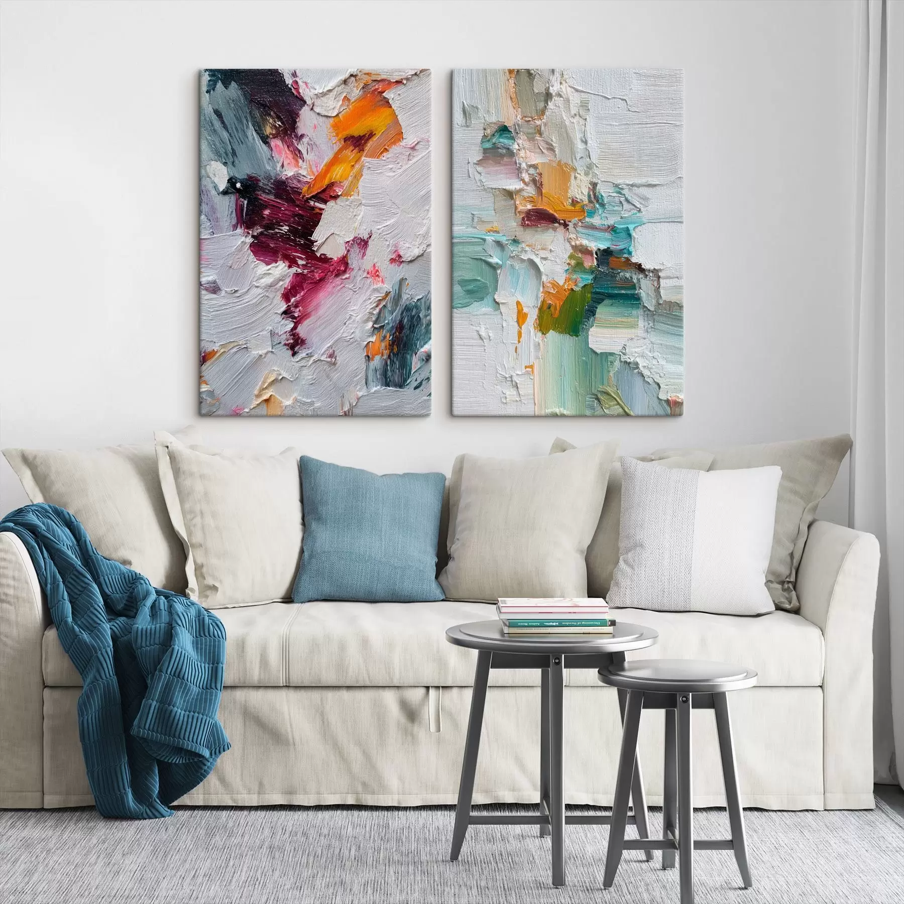 murales de pared Abstracto colorido con pinceladas gruesas en un estilo moderno. m01098