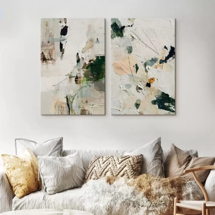 murales de pared Díptico expresivo en una paleta natural m01099