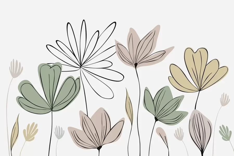 murales de pared flores abstractas w05191