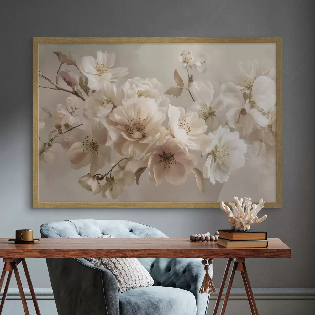 Poster Rama de flores crema f47646