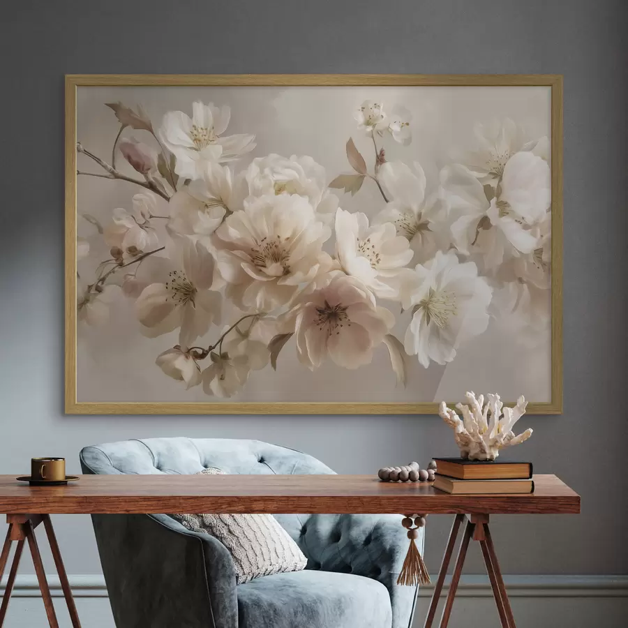 murales de pared Rama de flores crema f47646