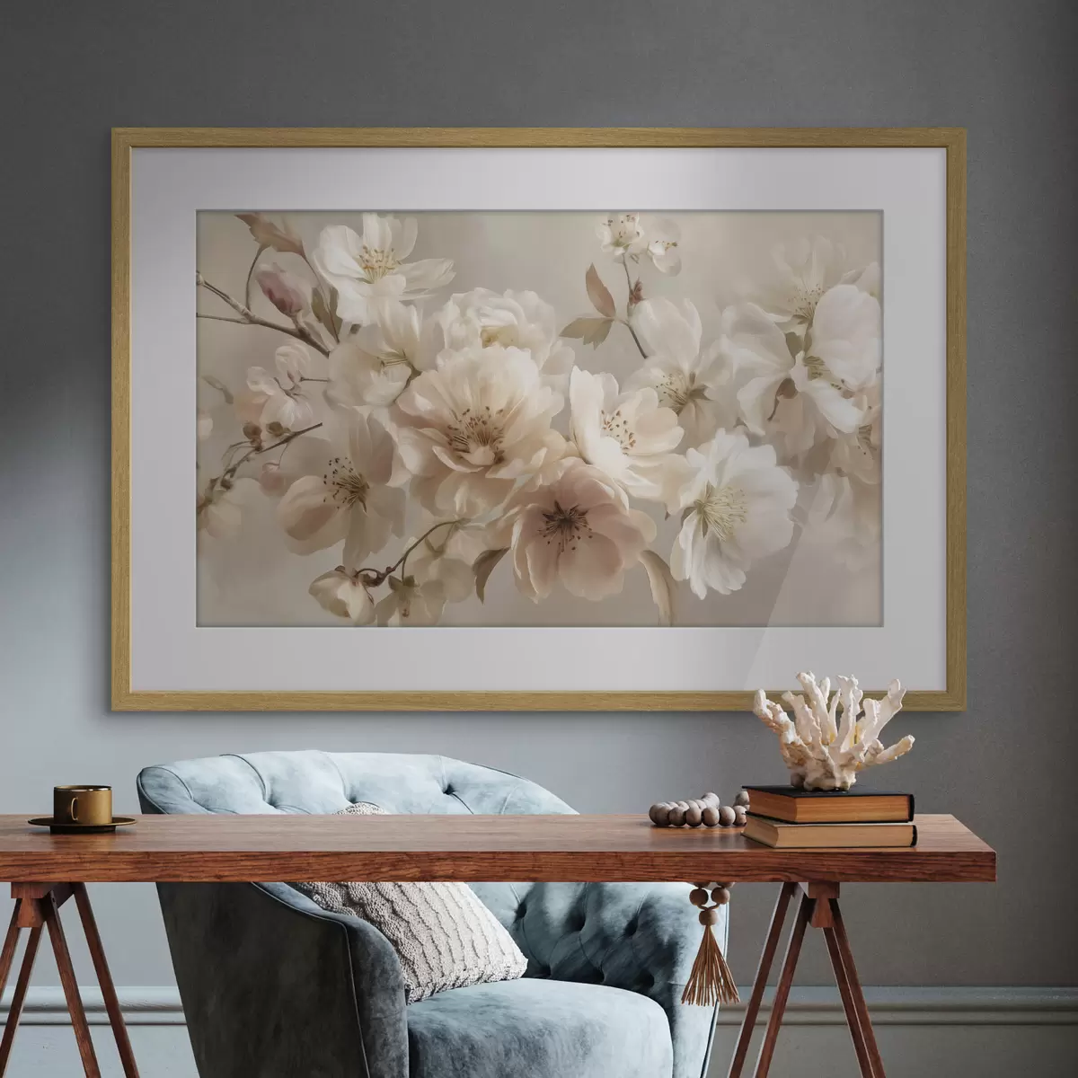 Poster Rama de flores crema f47646