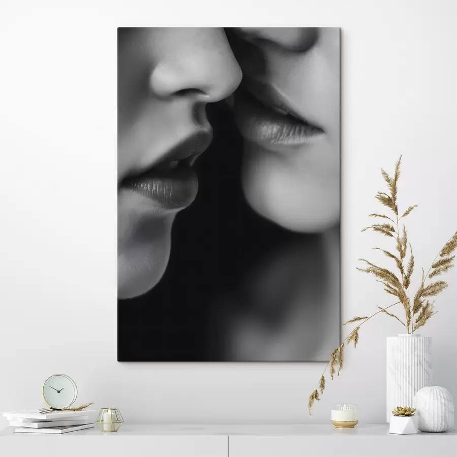 murales de pared labios blancos y negros de dos mujeres s47688