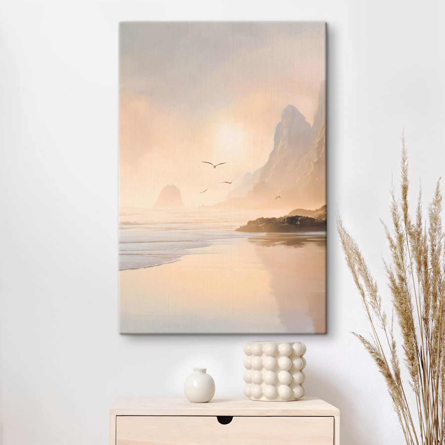 murales de pared amanecer oceánico con las montañas como telón de fondo s47690