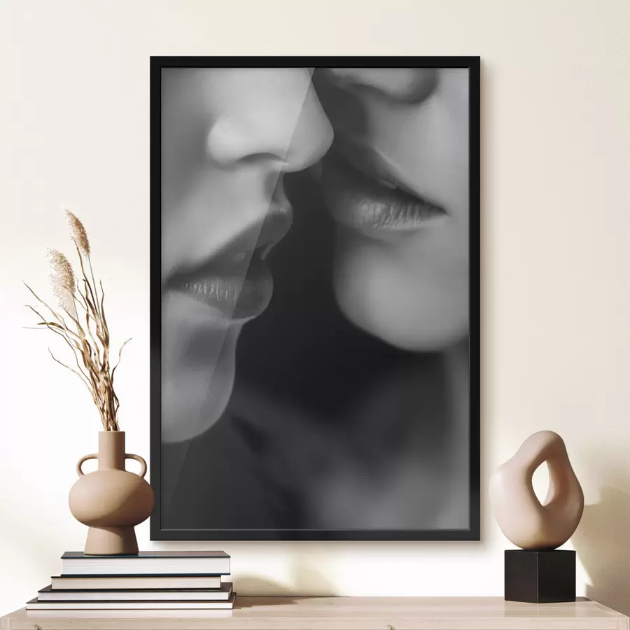 murales de pared labios blancos y negros de dos mujeres f47688