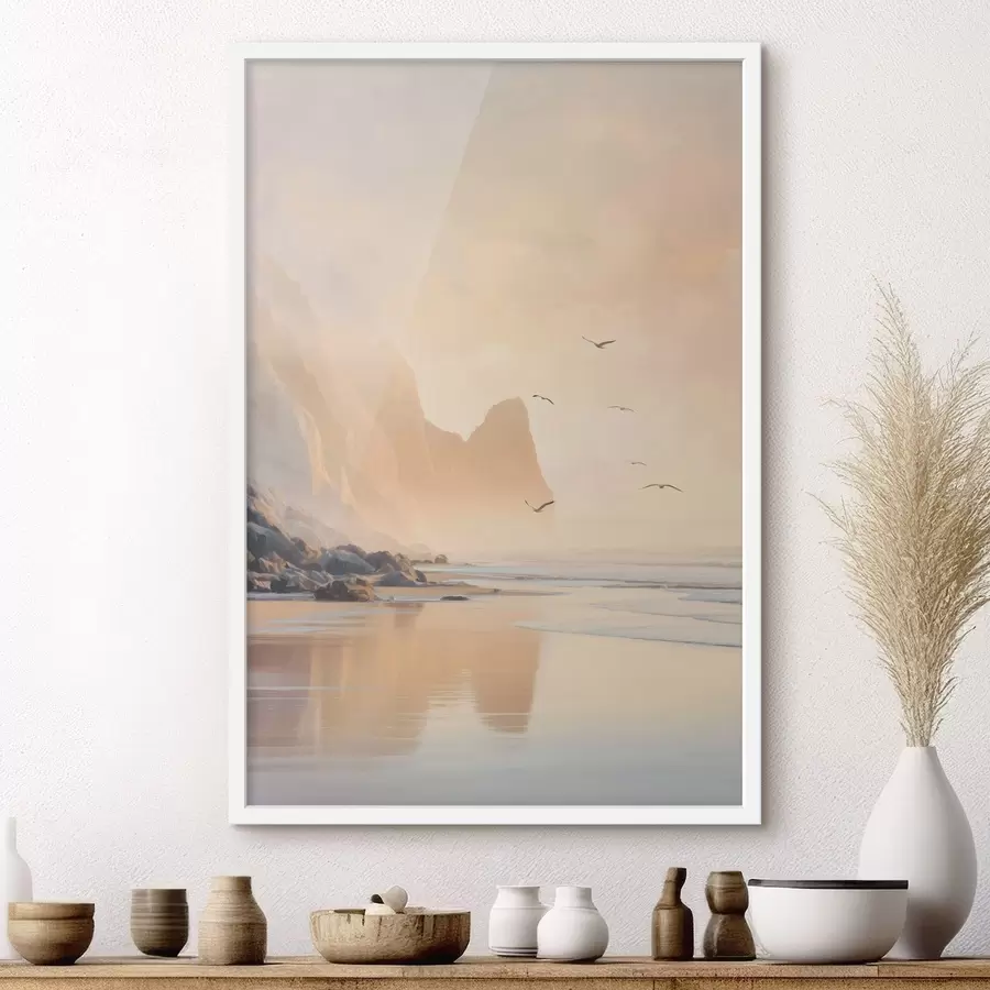 murales de pared amanecer oceánico con las montañas como telón de fondo f47689