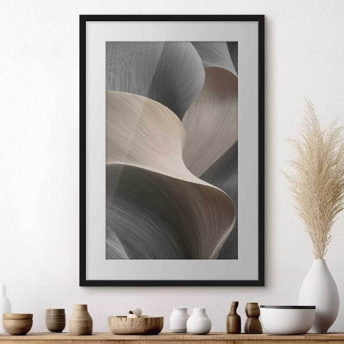 Poster ondas abstractas con imitación de volumen f47696