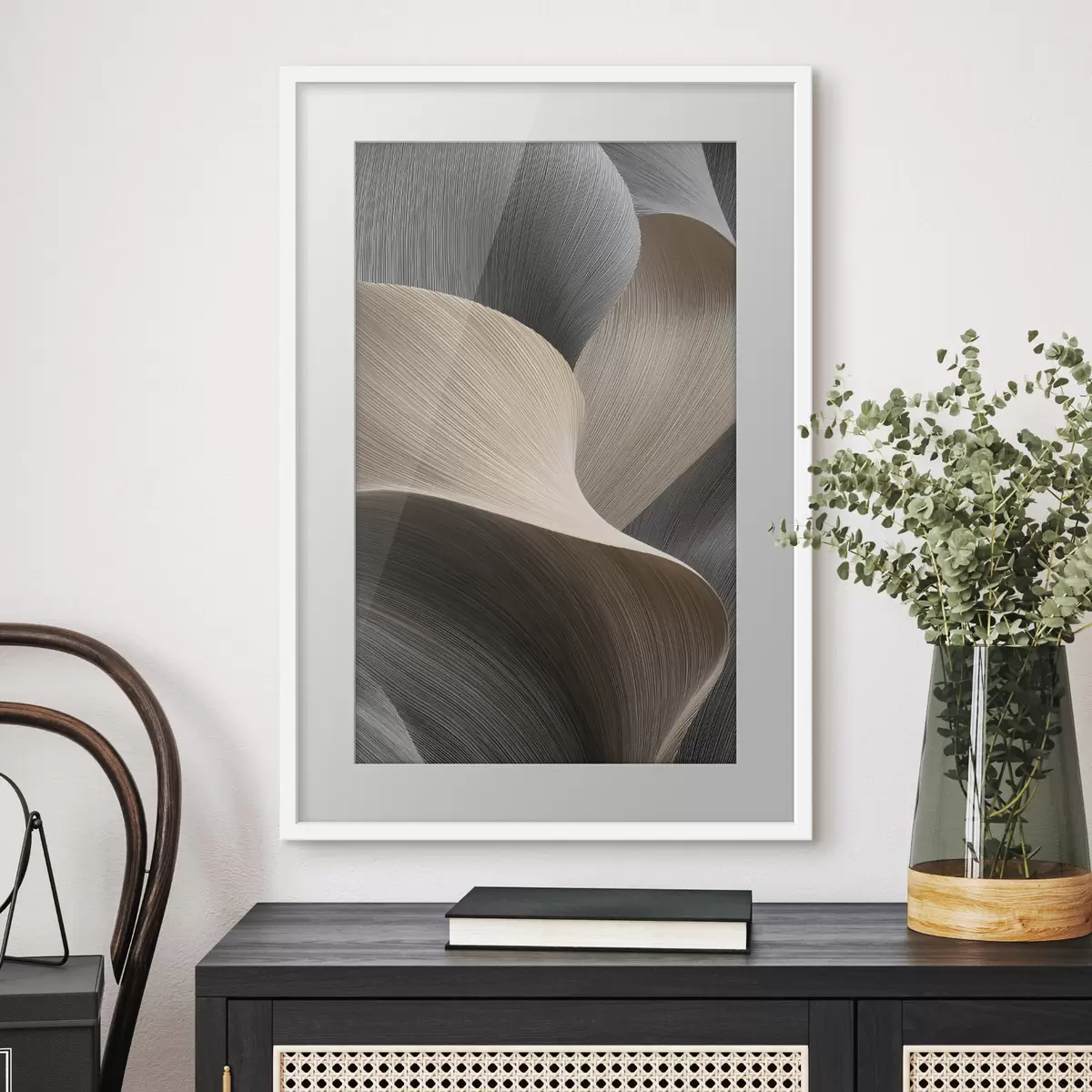 Poster ondas abstractas con imitación de volumen f47696