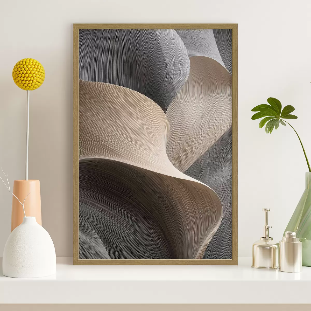 Poster ondas abstractas con imitación de volumen f47696
