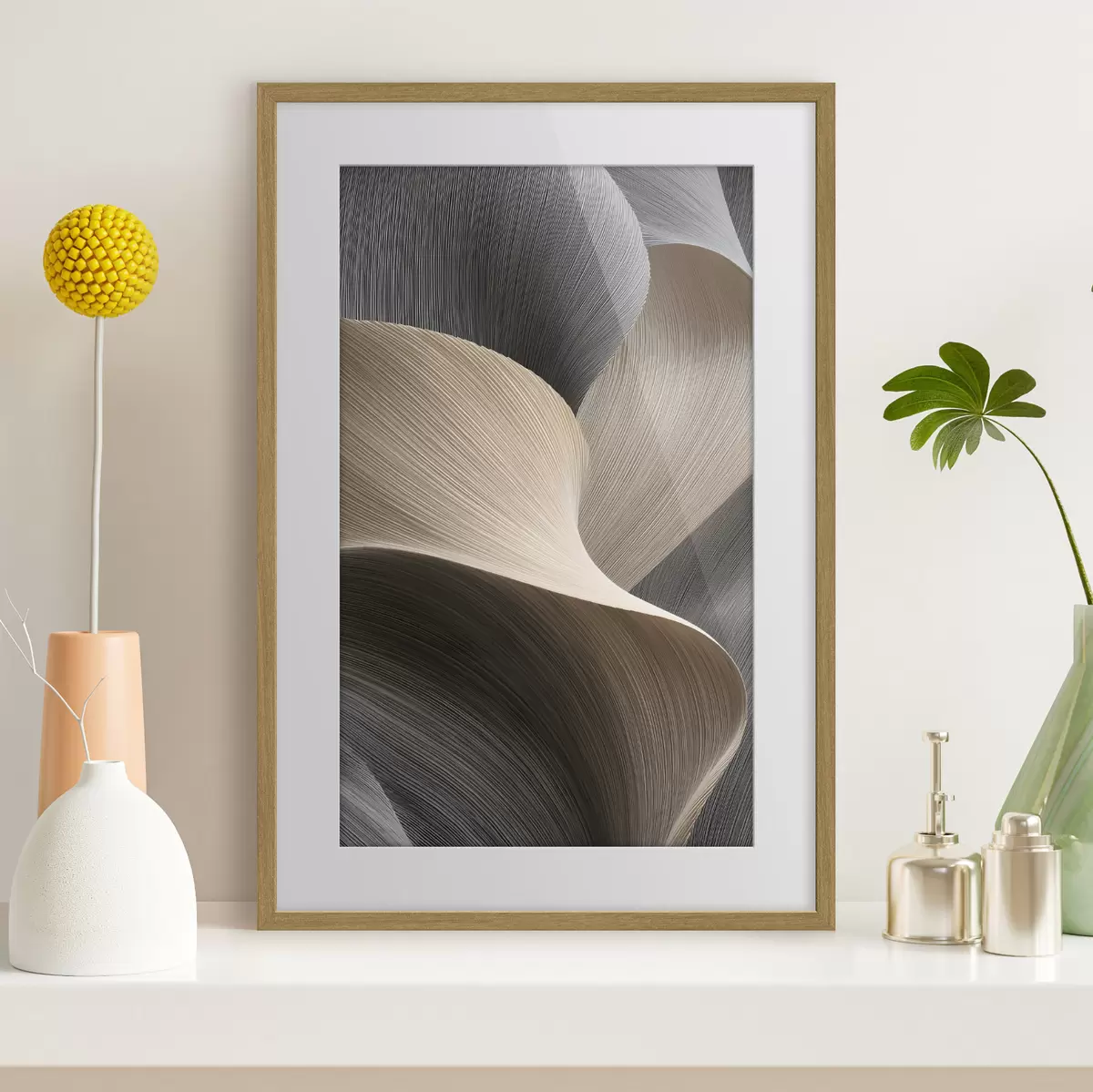 Poster ondas abstractas con imitación de volumen f47696