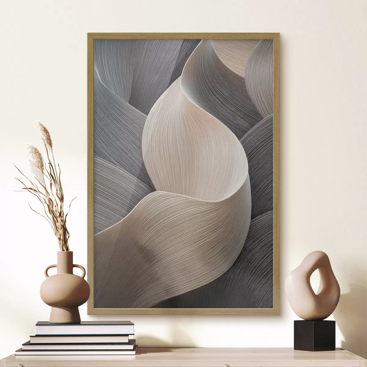Poster ondas abstractas con imitación de volumen f47697