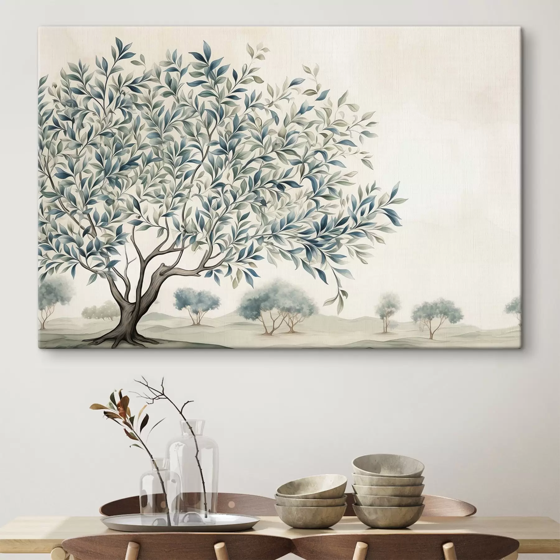 murales de pared Árbol en un campo, pintura en acuarela s47705