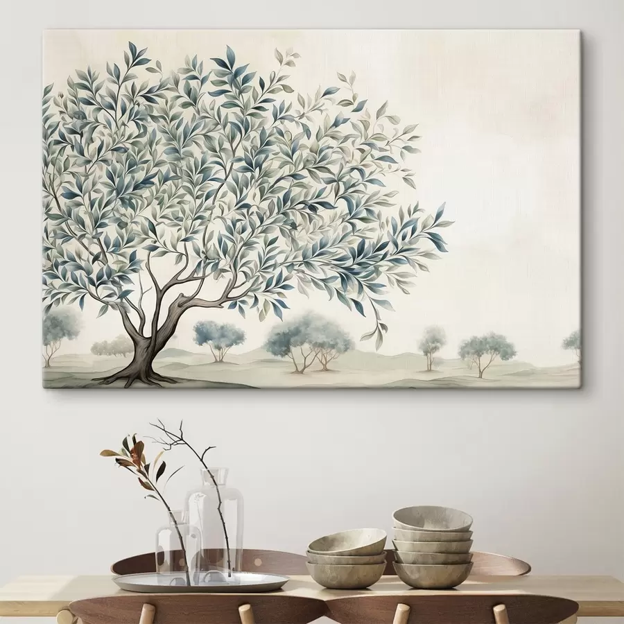 murales de pared Árbol en un campo, pintura en acuarela s47705