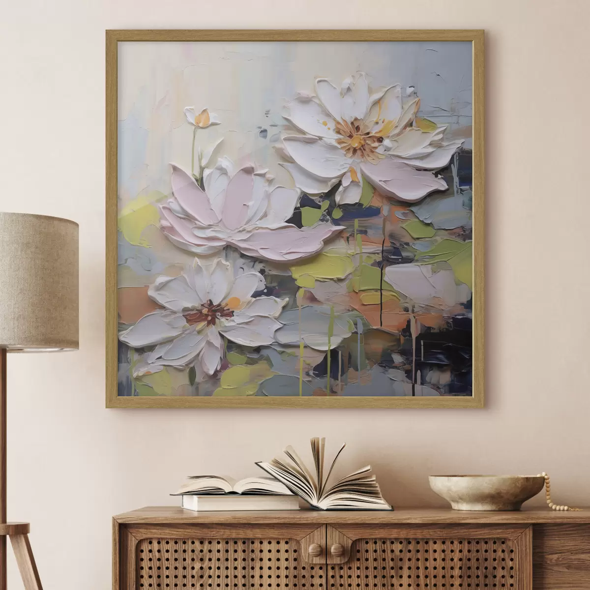Poster Flores de loto abstractas, pintura imitación f47721