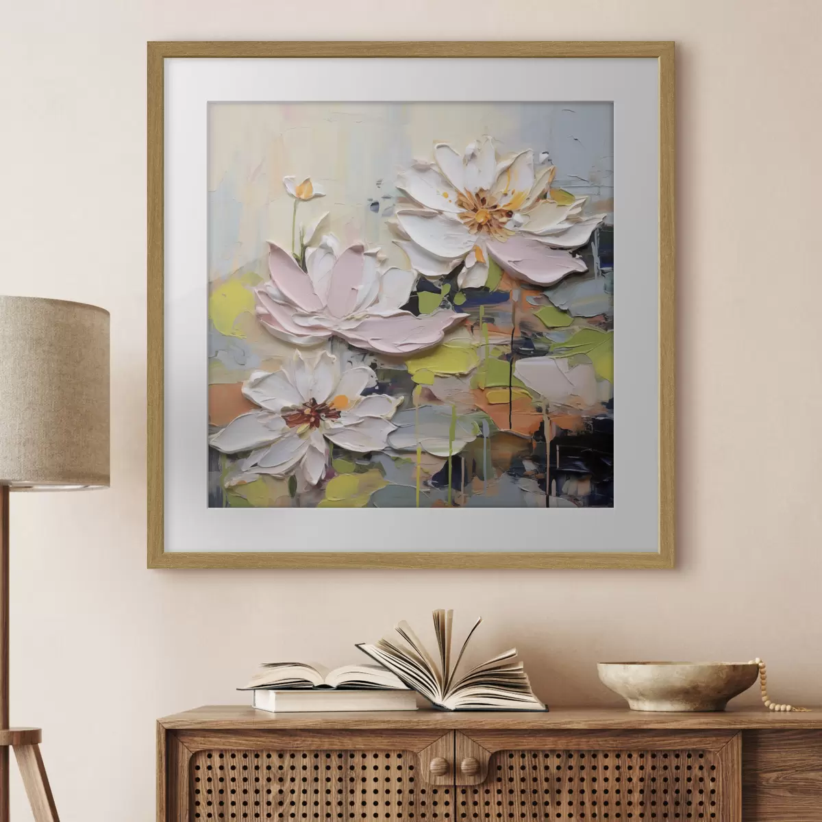 Poster Flores de loto abstractas, pintura imitación f47721