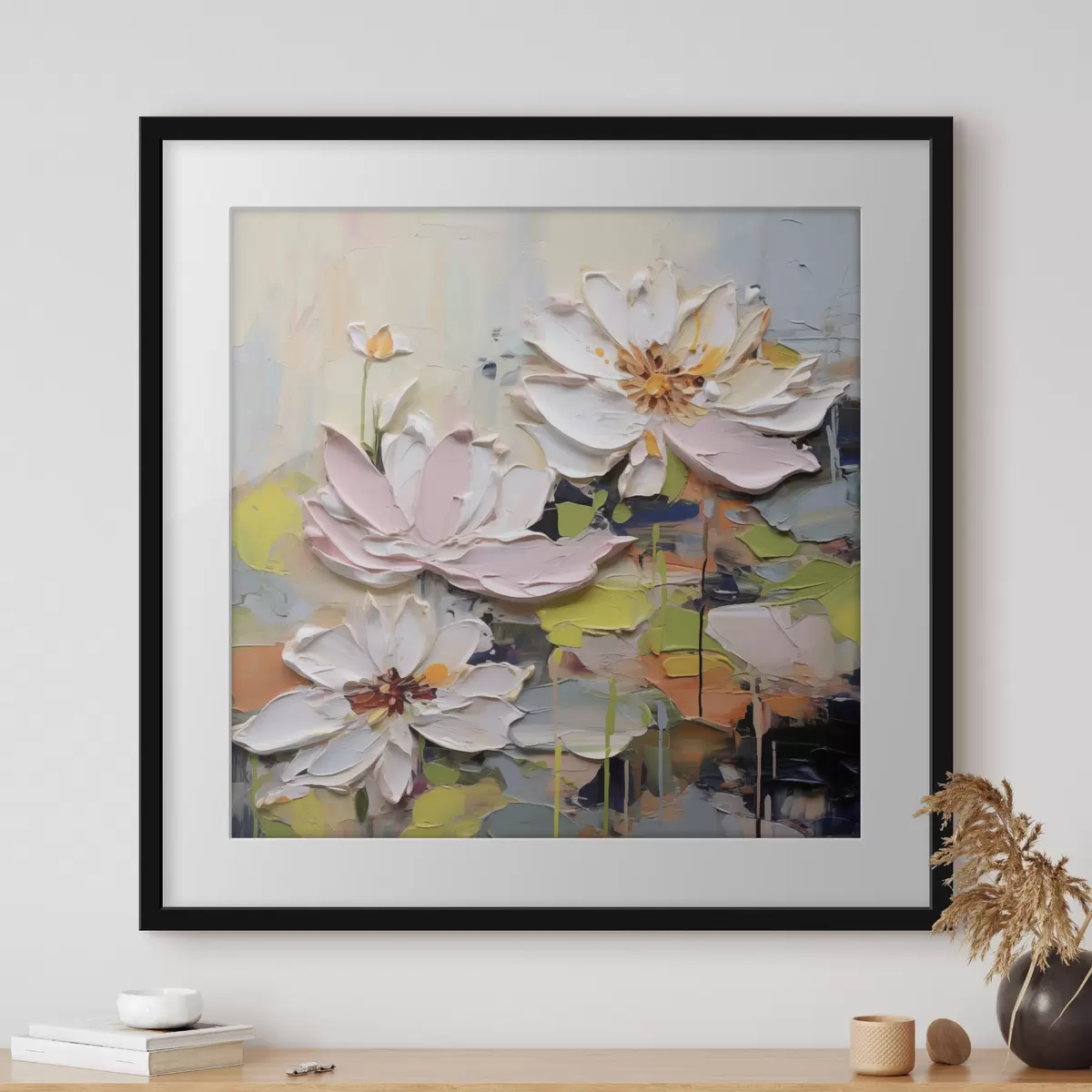 Poster Flores de loto abstractas, pintura imitación f47721