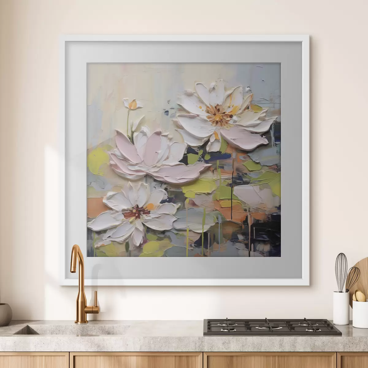 Poster Flores de loto abstractas, pintura imitación f47721