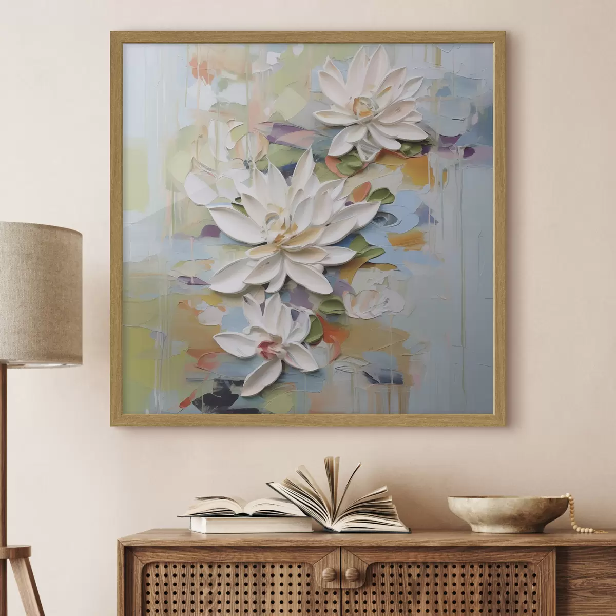 Poster Flores de loto abstractas, pintura imitación f47722