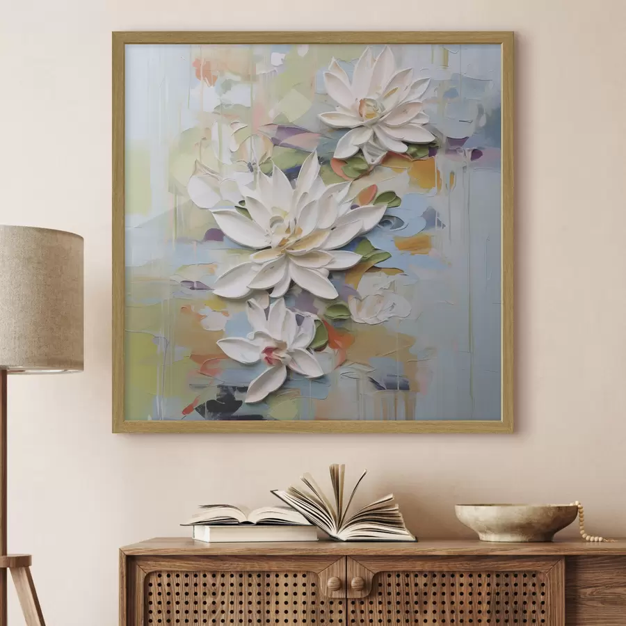 murales de pared Flores de loto abstractas, pintura imitación f47722