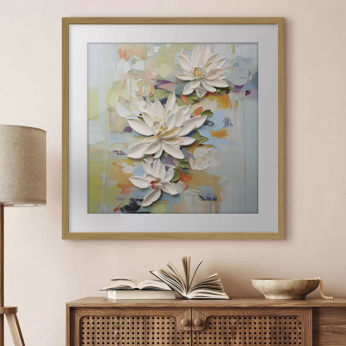 Poster Flores de loto abstractas, pintura imitación f47722