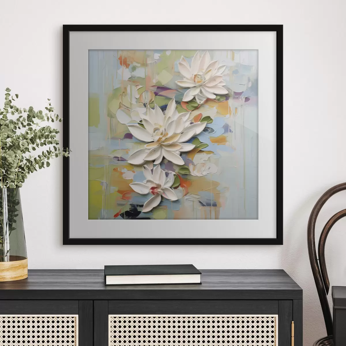 Poster Flores de loto abstractas, pintura imitación f47722
